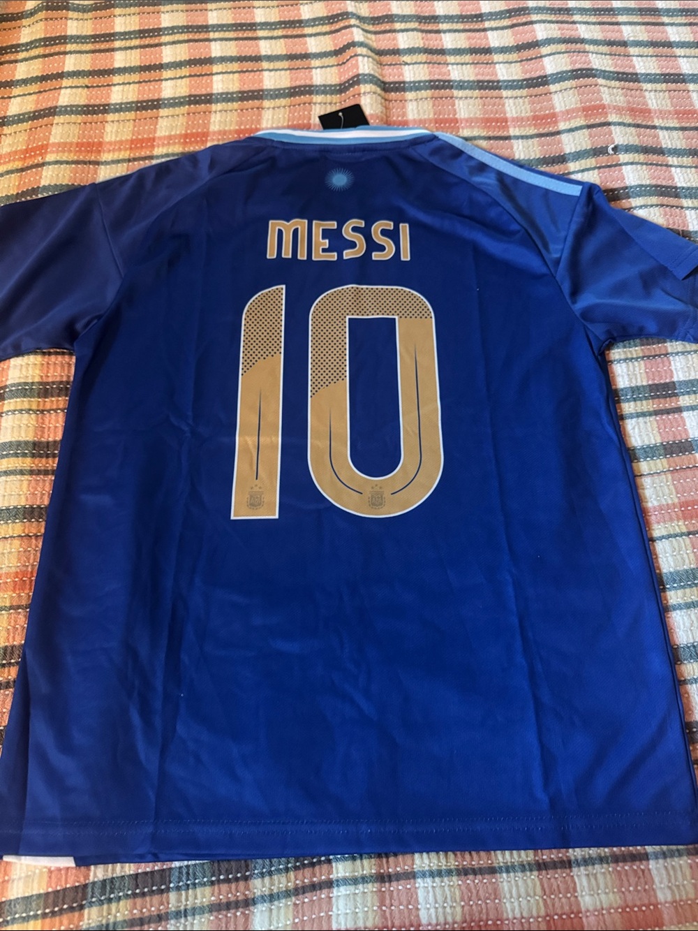 FA Blue Soccer Jersey with Gold '10' and Light Blue Accents